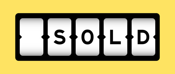 Sticker - Black color in word sold on slot banner with yellow color background