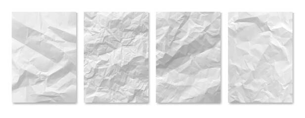 Aufkleber - Blank realistic sheet of paper with wrinkled and creased effect texture. Vector set of empty document with rough surface with copy space. Aged grunge vintage material for writing or drawing