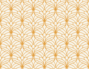 Wall Mural - elegant damask floral seamless pattern. geometric art deco leaves background. abstract botanical vec