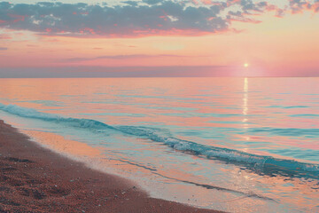 Wall Mural - Calm sea with sunset colors