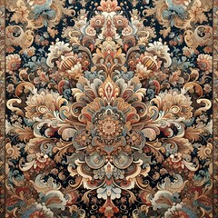 Wall Mural - Elaborate, Persian rug pattern, showcasing intricate designs, textile art