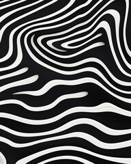 Poster - Abstract black and white wavy line pattern. Monochrome seamless wave texture background. Stylish and modern art design.