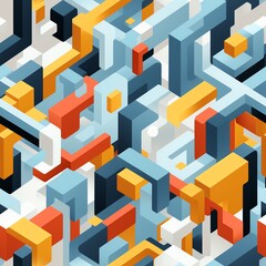 Poster - Colorful abstract geometric pattern with interlocking shapes and vibrant tones, creating a modern and dynamic visual effect.