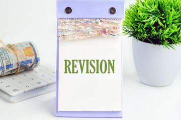 Sticker - Revision inscription It is written on a piece of desktop calendar on a white background