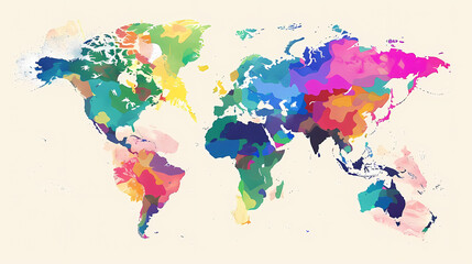 Wall Mural - Dotted world map,color world map,Vector design illustration