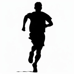 Wall Mural - Runner black vector silhouette, white background