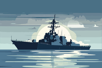 Illustration of a warship. Warfare. Navy.