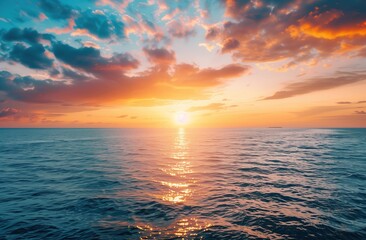 Poster - Beautiful sunset over the sea with the sun and sky