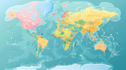  Dotted world map,color world map,Vector design illustration