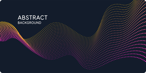 Poster - Vector abstract background with dynamic waves, line and particles. Illustration suitable for design