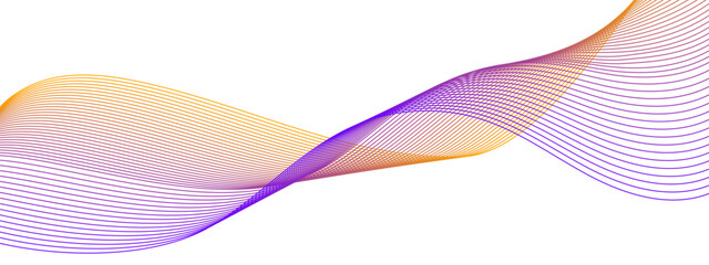 Poster - Vector wave dynamic music lines. Orange-purple abstract lines. Sound waves on a white background for your design. Vector EPS 10