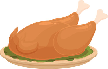 Vector cartoon roast chicken illustration, perfect for food, meal, dinner, culinary, protein, and kitchenthemed designs