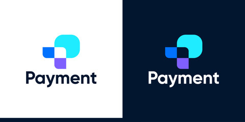 Digital payment logo design template with initial letter p logo design graphic vector icon symbols