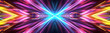 © Porawit - Neon lines arranged horizontally in a mirrored pattern, symmetrical, vivid colors, digital artwork, high detail