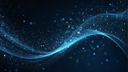 Abstract Blue Particle Waves on a Dark Background