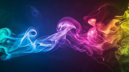 Poster - Artistic shot of cigarette smoke in rainbow colors blending together.