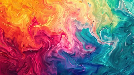 Wall Mural - Colorful abstract fluid waves in motion