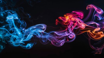 Poster - Brightly colored cigarette smoke trails forming intricate designs