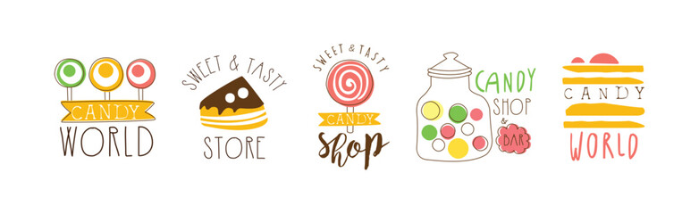 Poster - Candy Shop Logo and Label Design Vector Set