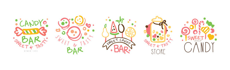 Sticker - Candy Shop Logo and Label Design Vector Set