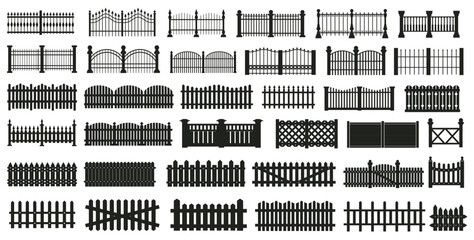 fence icons set. gate and fence vector icon set