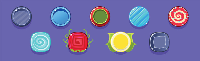 Poster - Bright Button for Game Interface Design Vector Set