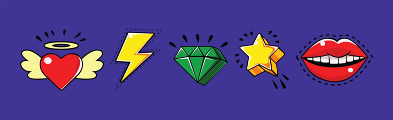 Poster - Bright Comic Style Object and Item Vector Set