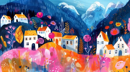 Wall Mural - Joyful and playful illustration artwork