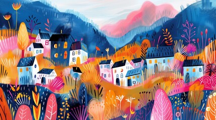 Wall Mural - Joyful and playful illustration artwork