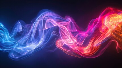 Poster - Colorful smoke from a cigarette flowing in fluid, curving lines.
