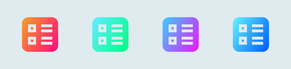 Poster - List solid icon in gradient colors. Checklist signs vector illustration.