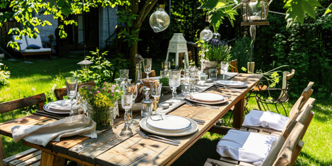 Wall Mural - Beautiful table setting for a party in the garden