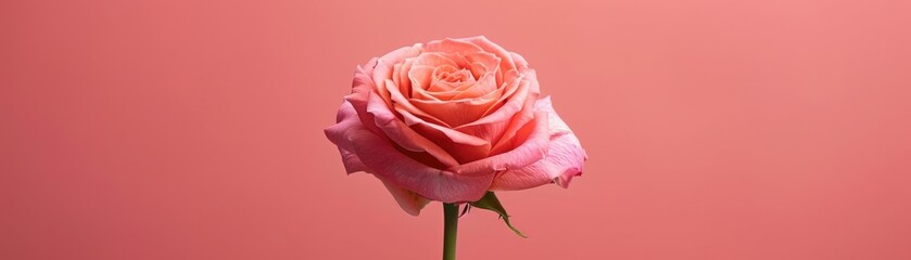 Wall Mural - A beautiful pink rose on pink background.