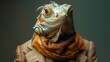 © Emile - iguana dressed in an elegant modern suit with a nice tie fashion portrait of an anthropomorphic animal reptile dragon shooted in a charismatic human attitude .stock photo