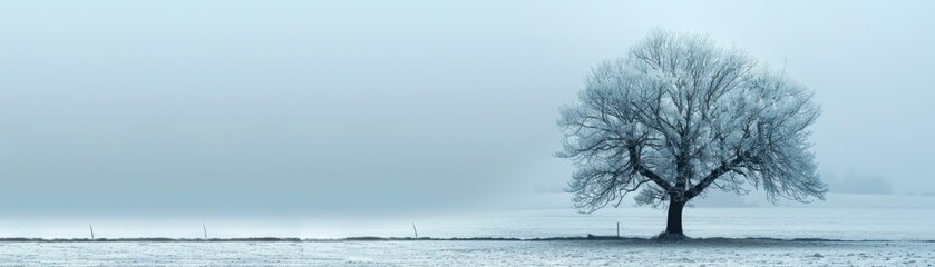 Wall Mural - A tree in a field at winter season.