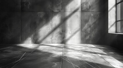 Wall Mural - Sunlit modern industrial space with concrete wall and floor tiles