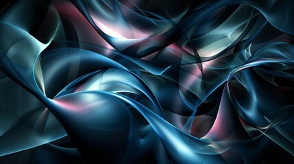 Poster - Abstract flowing shapes in blue and pink. Digital artwork. Design for wallpaper, poster, and banner.