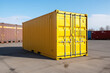 © evening_tao - Bright Yellow Shipping Container in Storage Yard
