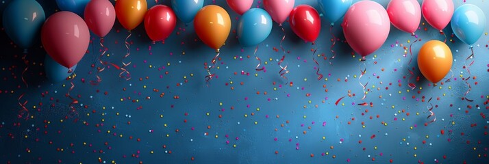 Vibrant Party Background with Balloons and Confetti Generative AI