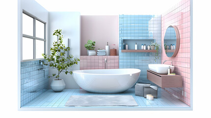 Wall Mural - Modern Bathroom with Luxurious Features: High End Design  Comfort in Homes for Sale   3D Flat Icon, Cartoon Style