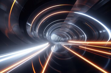 Wall Mural - Futuristic Tunnel with Light Trails and Speed