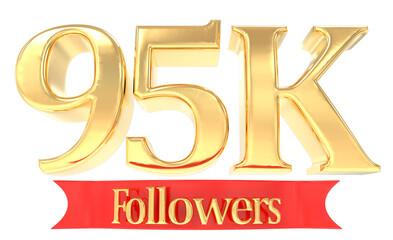 95K followers gold 3D Render