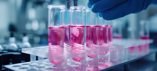 Poster - Glass tube and beaker in medical health science laboratory