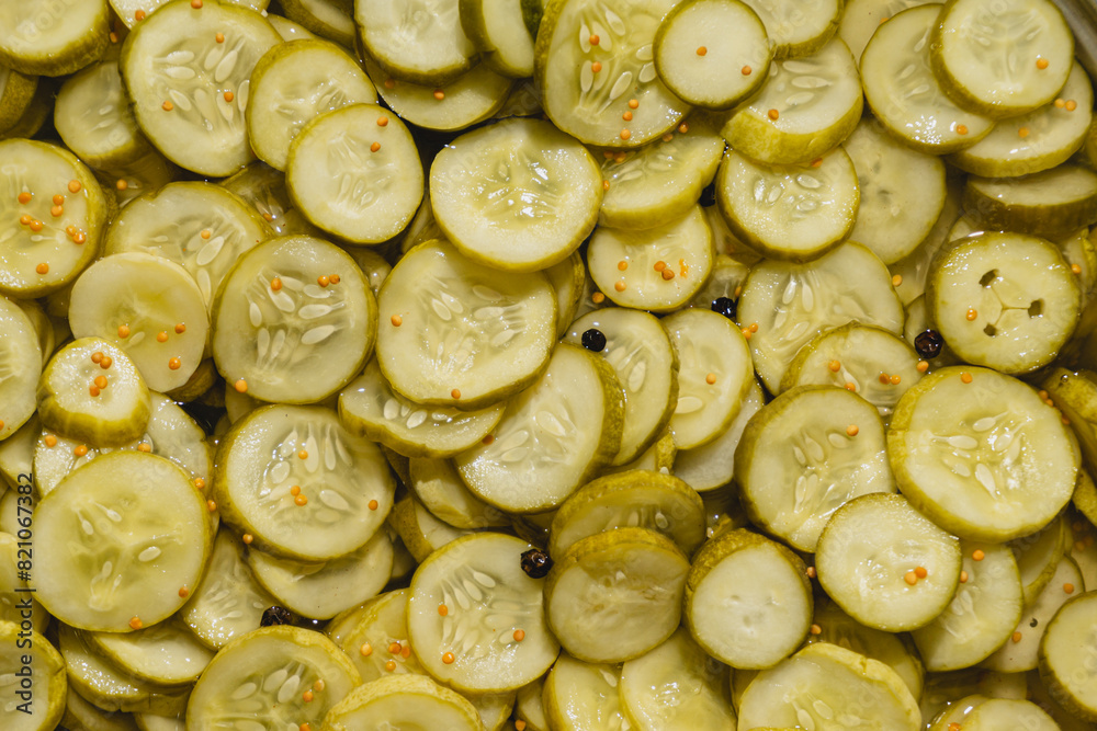 bread and butter dill pickle chips, with mustard seed and black papper ...