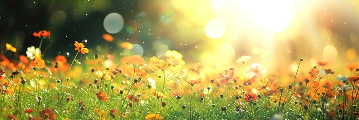 Poster - Flower meadow under the bright sun