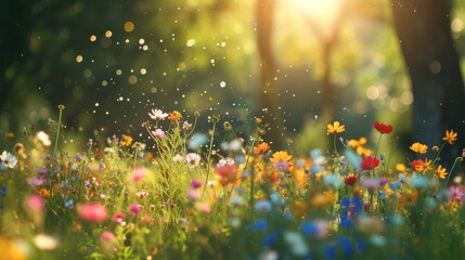 Poster - Flower meadow under the bright sun