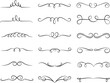 © CFK - Pixel perfect icon set of decorative swirls dividers filigree decor element flourish line border ornament. Vintage header text separator frame. Thin line icons flat vector illustrations isolated