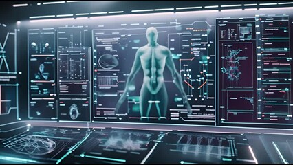 Leinwandbilder - HUD interface of futuristic medical program provides digital visualisation of magnetic resonance imaging (MRI) on all parts of the spine and joints