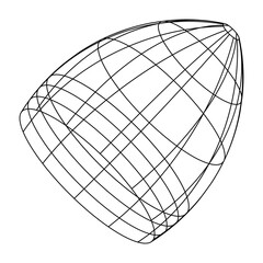 Poster - Abstract isolated wireframe model, cyberpunk retro-futuristic shape in Y2K style. Vector illustration on transparent background. Editable stroke.