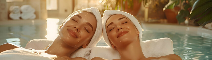 Poster - Friends Spa Day: Symbolizing Relaxation, Pampering, and Self Care Bonding Experiences in Photo Realistic Concept